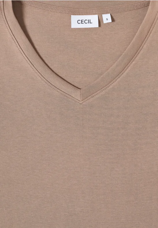Basic V-Neck Shirt natural taupe
