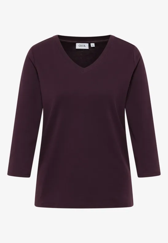 Basic V-Neck Shirt eggplant red