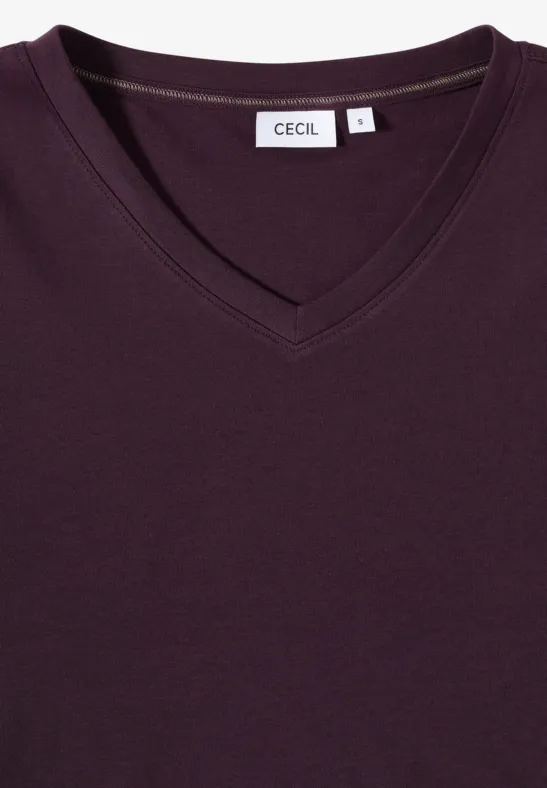 Basic V-Neck Shirt eggplant red
