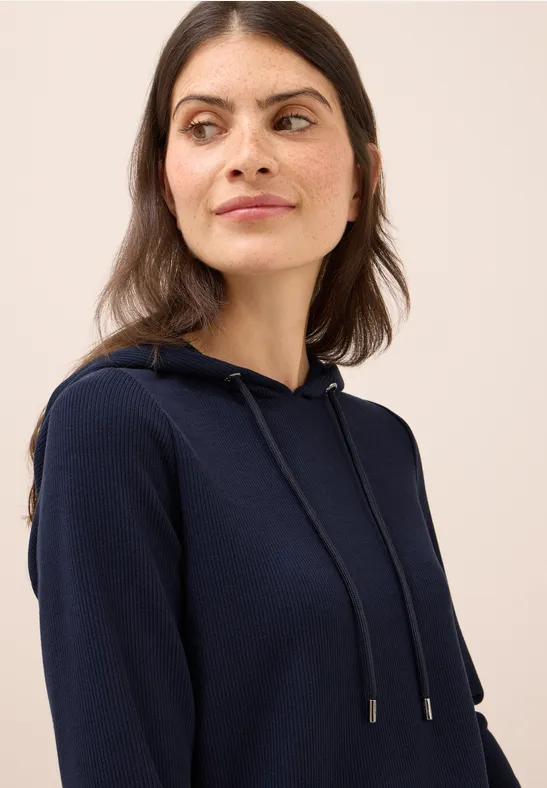 Hoodie Shirt in Rippstruktur urban dark blue