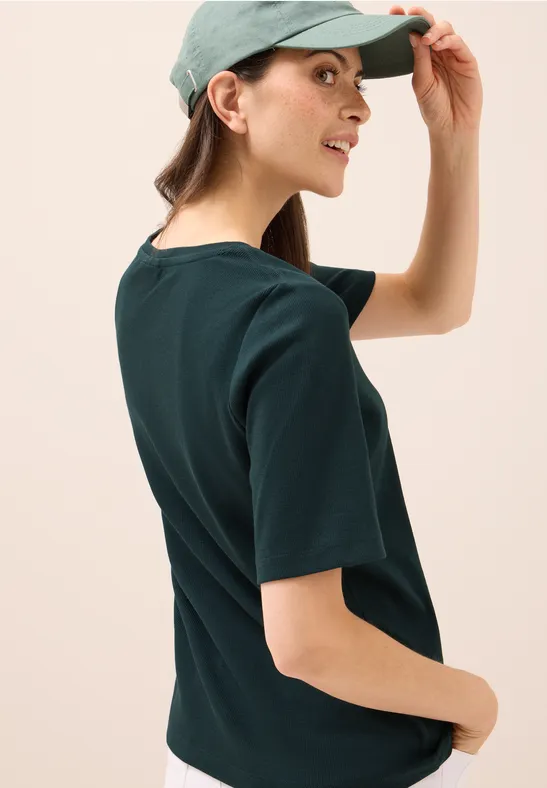 Basic geribd Shirt ink green
