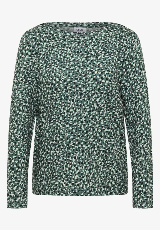 Gemustertes Langarmshirt dark balmy khaki