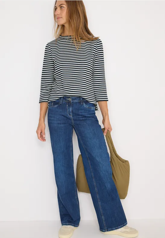 Gestreiftes Strukturshirt urban dark blue