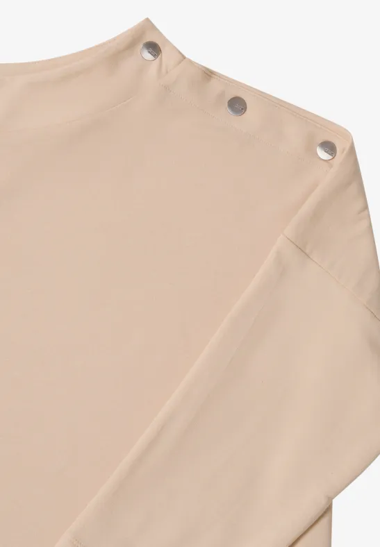 Shirt mit Knopfdetail oat milk beige