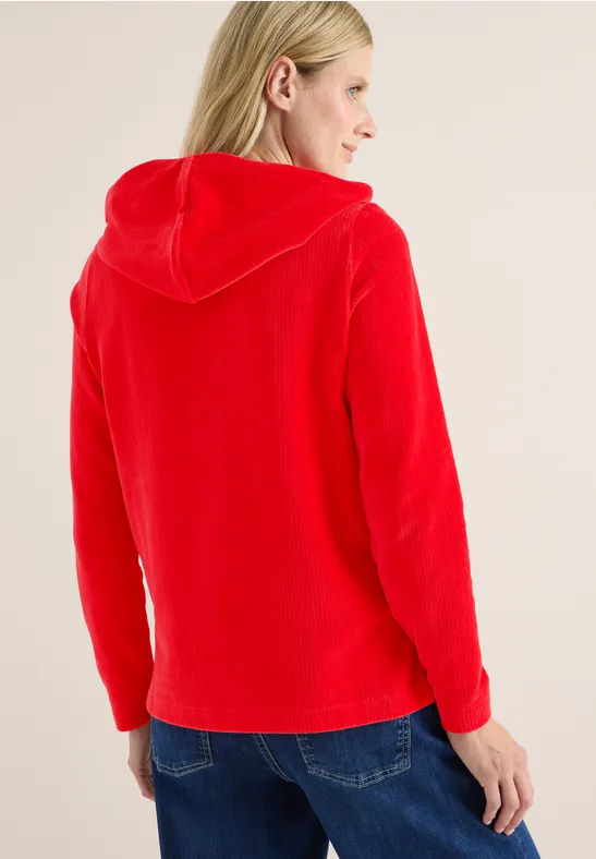 Cordshirt mit Kapuze fiery red