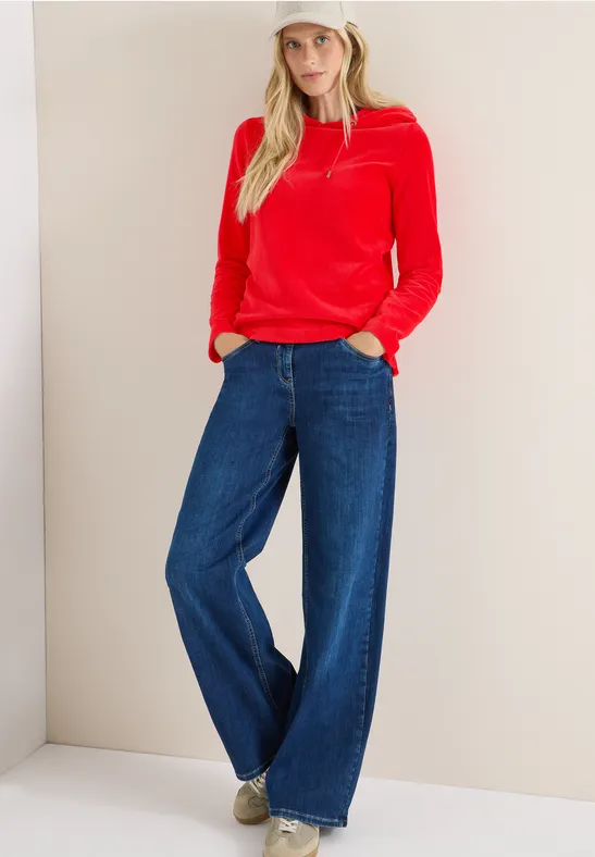 Cordshirt mit Kapuze fiery red
