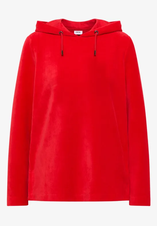 Cordshirt mit Kapuze fiery red