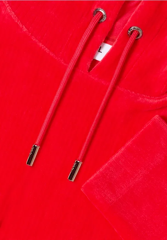 Cordshirt mit Kapuze fiery red