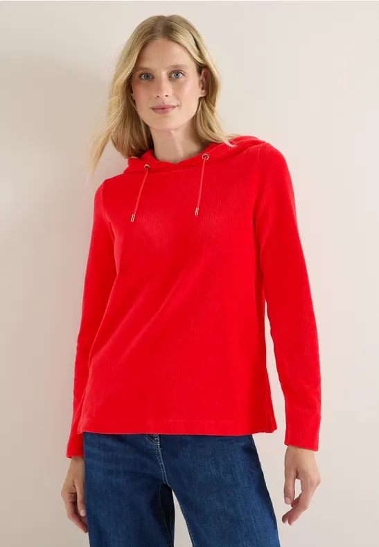 Cordshirt mit Kapuze fiery red