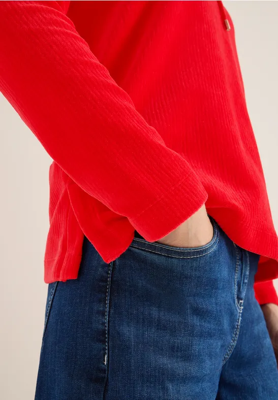 Cordshirt mit Kapuze fiery red