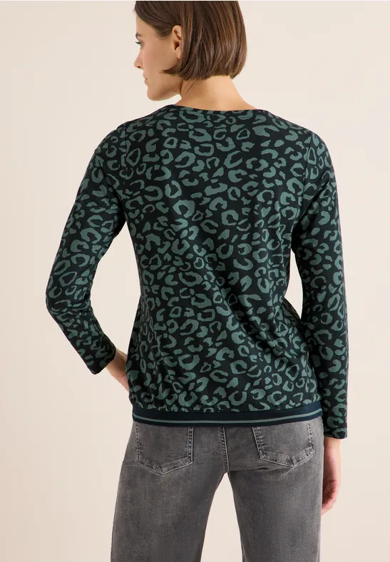 Gemustertes Shirt ink green