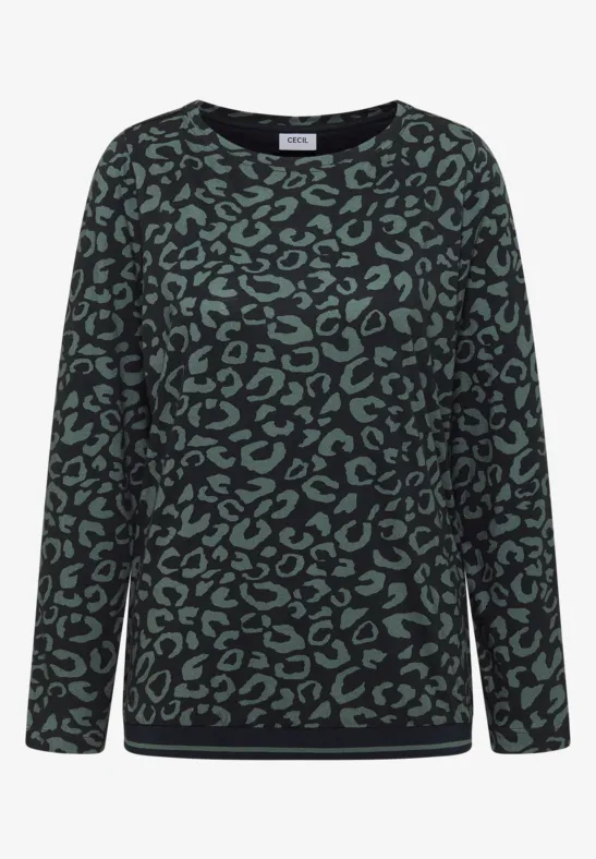 Gemustertes Shirt ink green