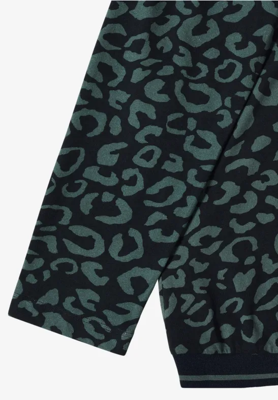 Gemustertes Shirt ink green