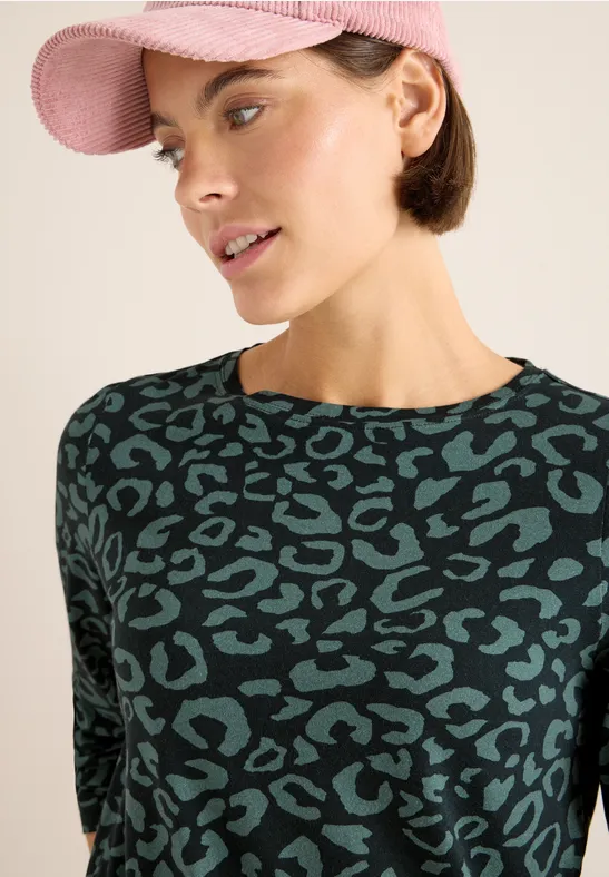 Gemustertes Shirt ink green