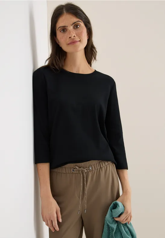 Shirt mit Rippstruktur Black
