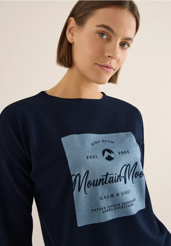 Shirt mit Satin Print urban dark blue