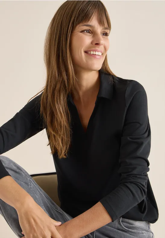 Shirt im Blusen-Look Black