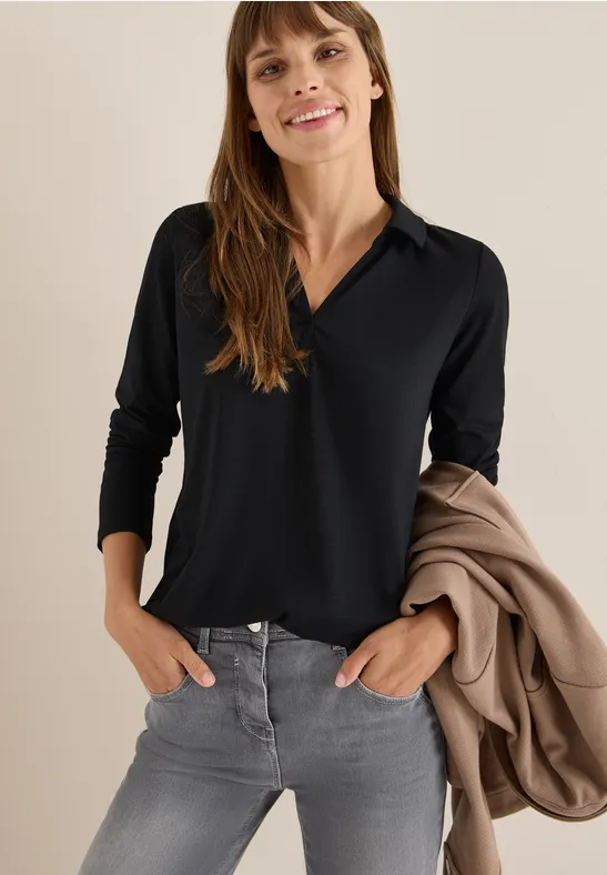 Shirt im Blusen-Look Black