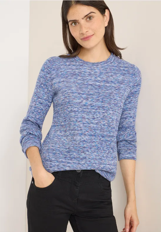 Softes Melange Ripp-Shirt urban dark blue melange