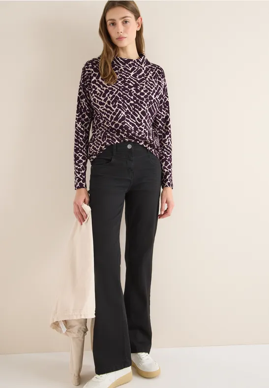 Print-Shirt mit Knopfdetails eggplant red