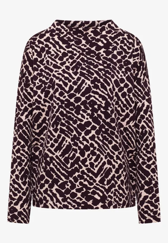 Print-Shirt mit Knopfdetails eggplant red