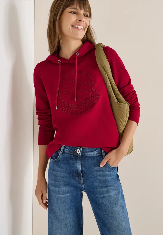 Kapuzenshirt mit Stickerei beaujolais red