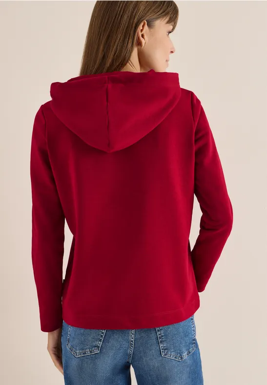 Kapuzenshirt mit Stickerei beaujolais red