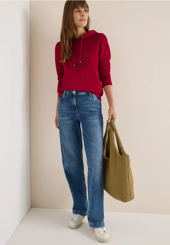 Kapuzenshirt mit Stickerei beaujolais red