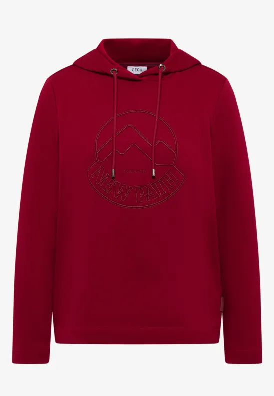 Kapuzenshirt mit Stickerei beaujolais red