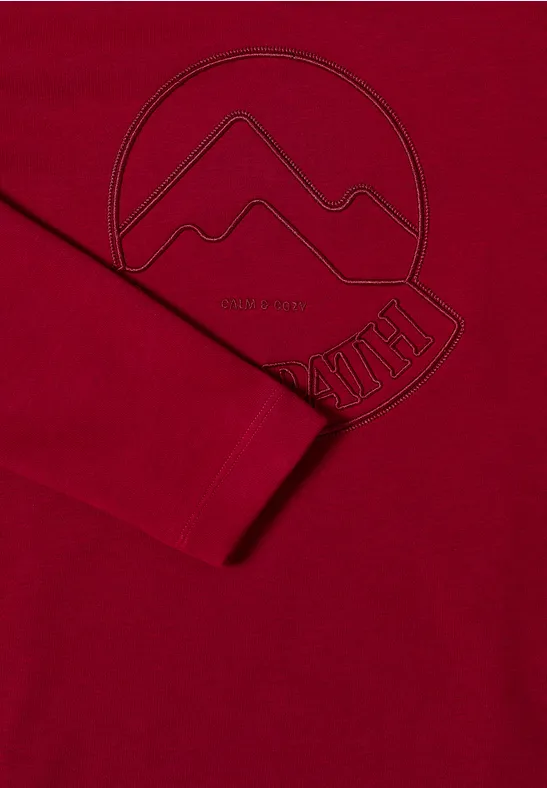 Kapuzenshirt mit Stickerei beaujolais red