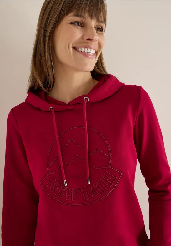 Kapuzenshirt mit Stickerei beaujolais red