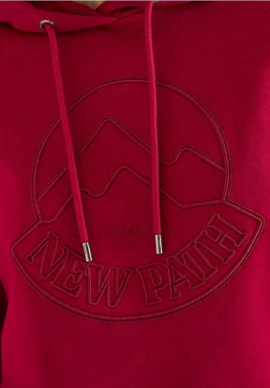 Kapuzenshirt mit Stickerei beaujolais red