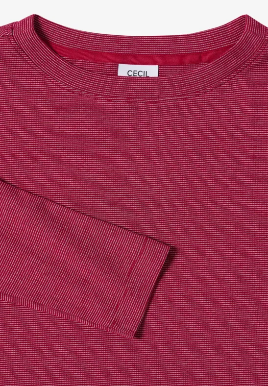 Shirt mit feinen Streifen beaujolais red