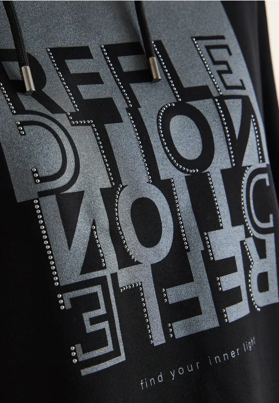 Hoodie Shirt mit Folienprint Black