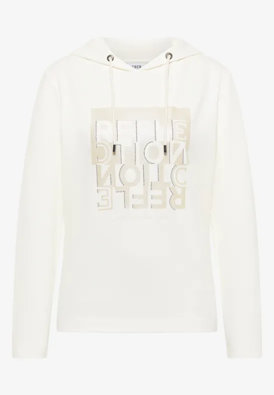 Hoodie Shirt mit Folienprint vanilla white