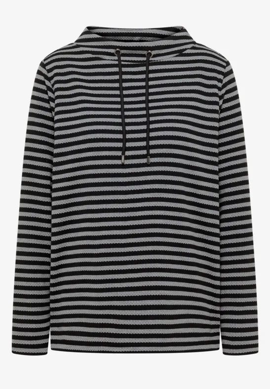Gestreiftes Funnelneck Shirt cool grey