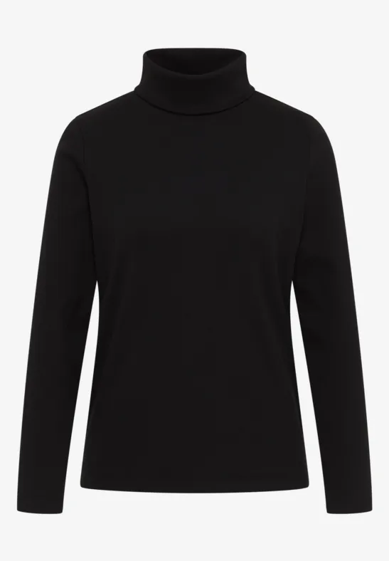 Langarmshirt in Rippstruktur Black