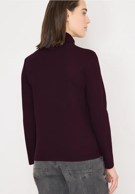 T-shirt à manches longues en structure côtelée eggplant red