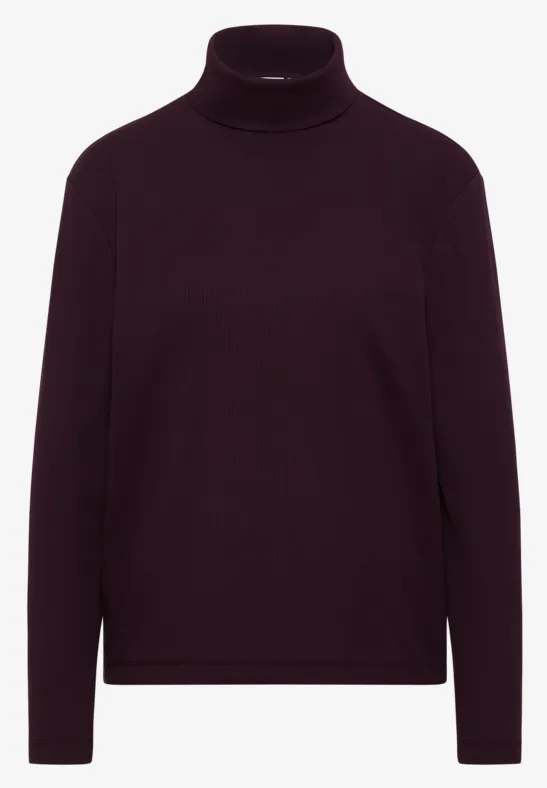 T-shirt à manches longues en structure côtelée eggplant red