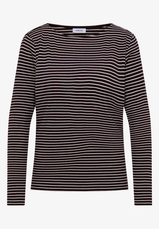 Gestreiftes Langarmshirt eggplant red