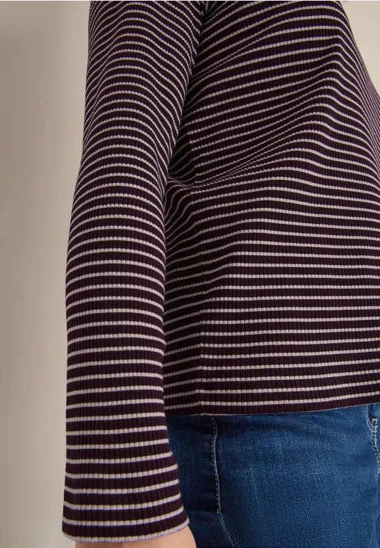 Gestreiftes Langarmshirt eggplant red