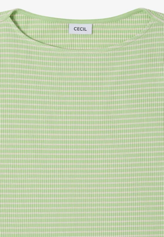 Gestreiftes Langarmshirt bamboo green
