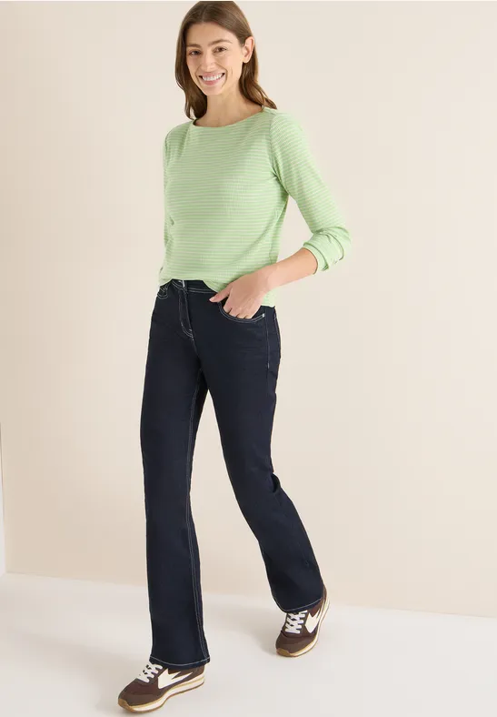 Gestreiftes Langarmshirt bamboo green