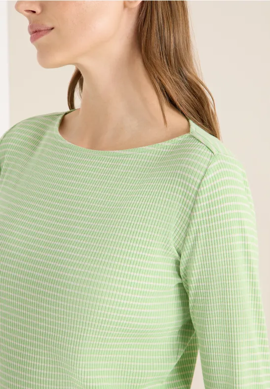 Gestreiftes Langarmshirt bamboo green