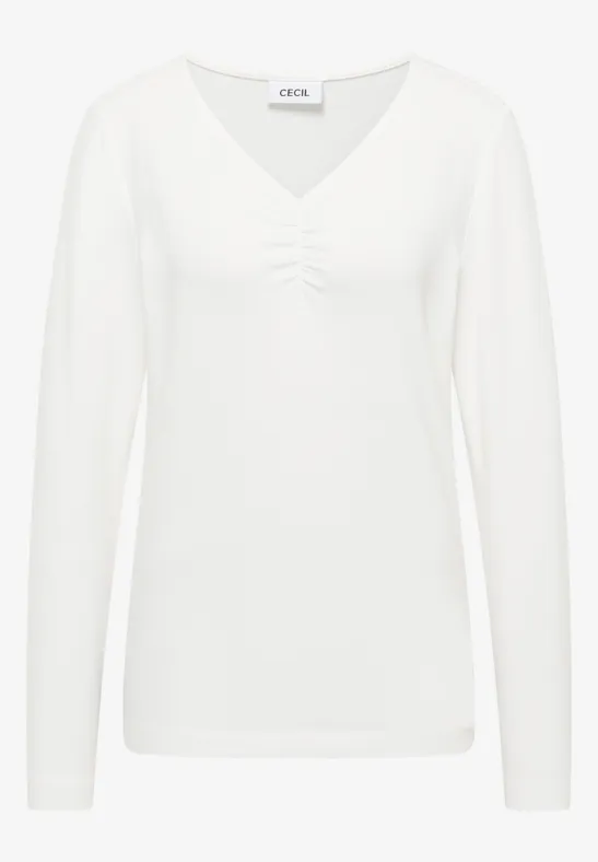 Basic Shirt mit Raffung vanilla white