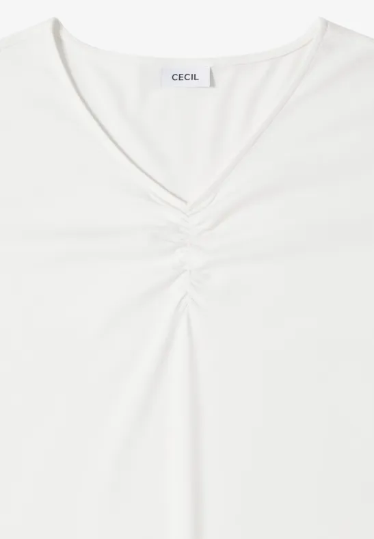 Basic Shirt mit Raffung vanilla white