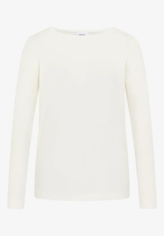 Rippstruktur Shirt vanilla white