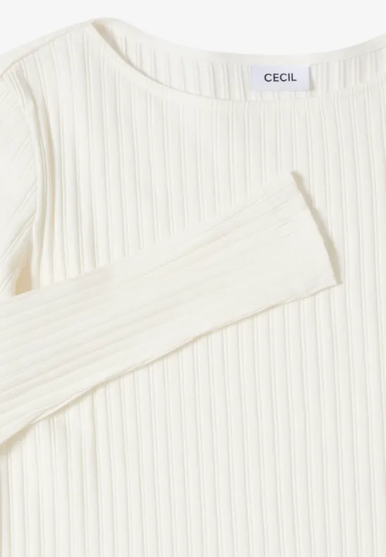 Rippstruktur Shirt vanilla white