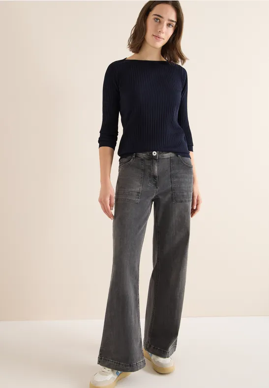 Rippstruktur Shirt urban dark blue