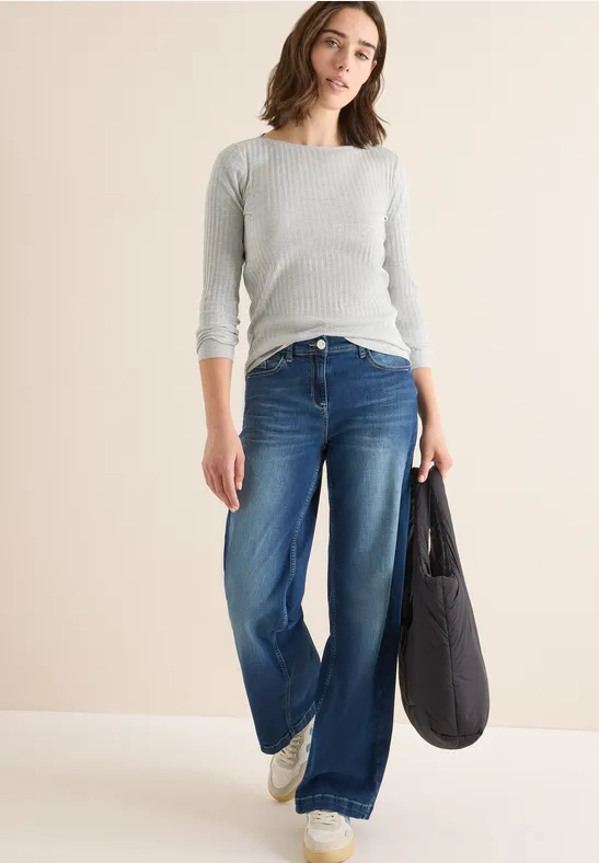 Rippstruktur Shirt luna grey melange